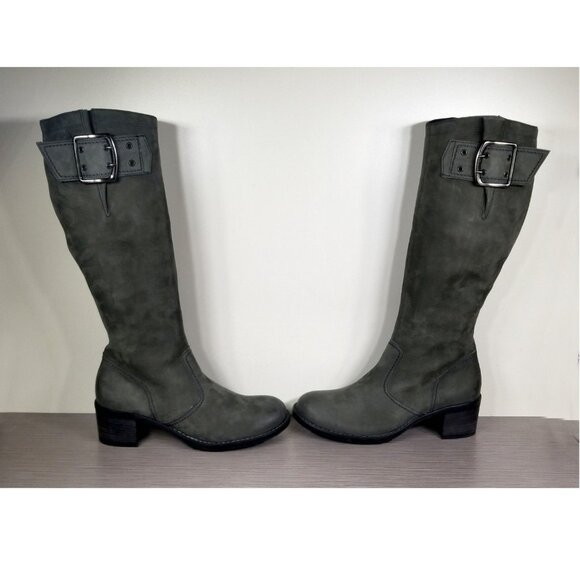 Paul Green Kendra Knee High Buckle Boot, Gray Nubuck, Womens Size 7 M - Picture 6 of 9